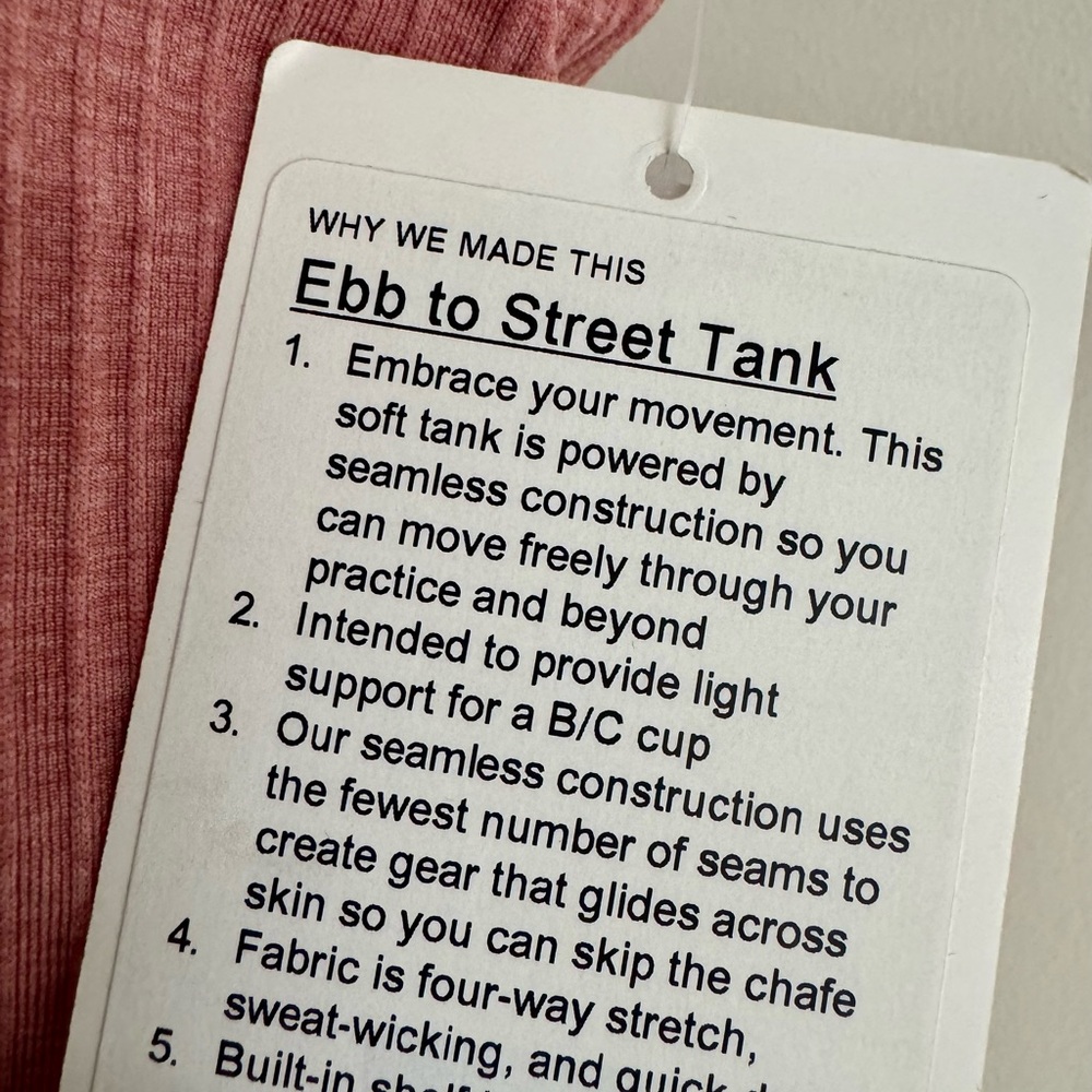 NWT Lululemon Ebb to Street Tank Briar Rose - Picture 4 of 5
